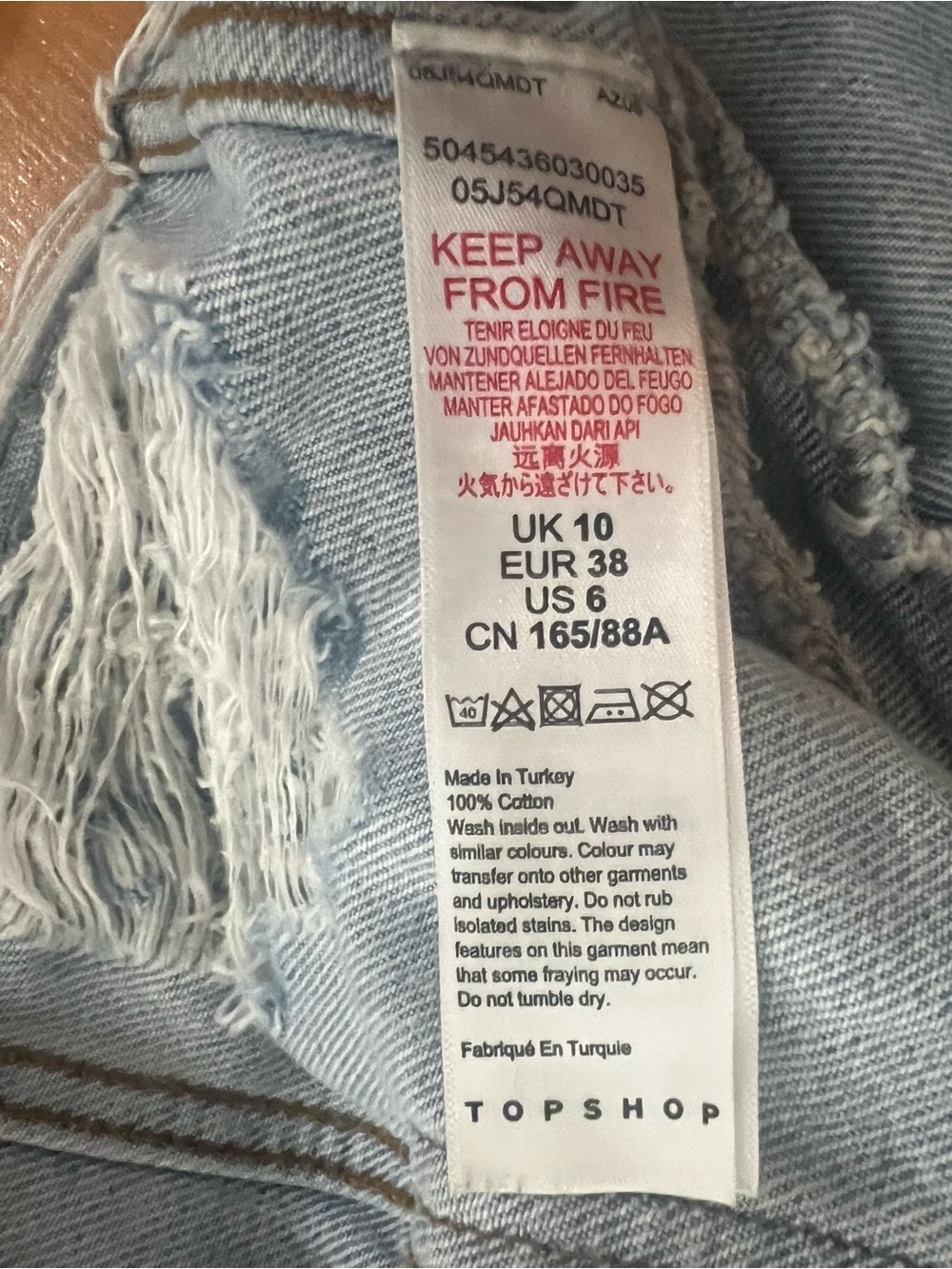 Topshop Light Blue Distressed Cropped Denim Jacket - Picture 4 of 7
